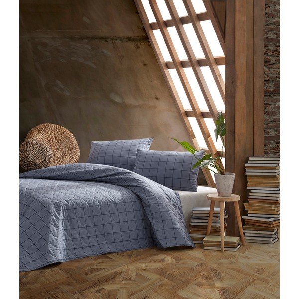 Helesinine Renforcé puuvillast voodikatte ja padjakatete komplekt 240x225 cm Persegi – Mijolnir-image-1