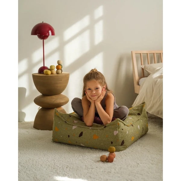 Roheline buklee/šenillkangast laste kott-tool Terrazzo Square - Wigiwama-image-4