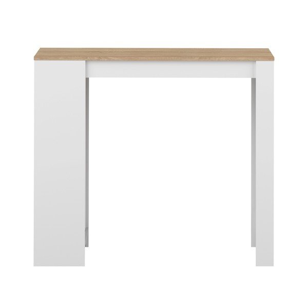 Bílý barový stolek s deskou v dekoru dubového dřeva TemaHome Aravis-image-3