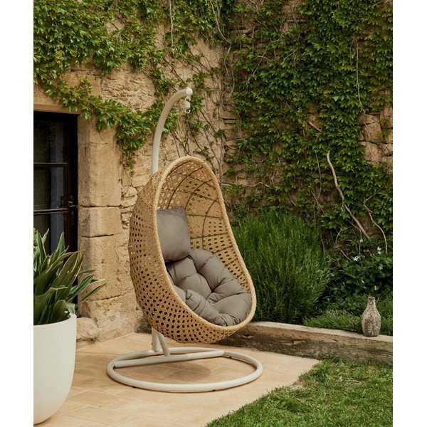 Helehall/naturaalne polsterdatud ripp-aiatool Cira - Kave Home-image-1