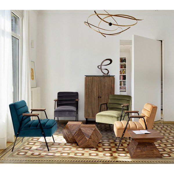 Tumeda naturaalse värvi massiivsest šišamipuidust kohvilaud 42x42 cm Egypt - Bizzotto-image-3