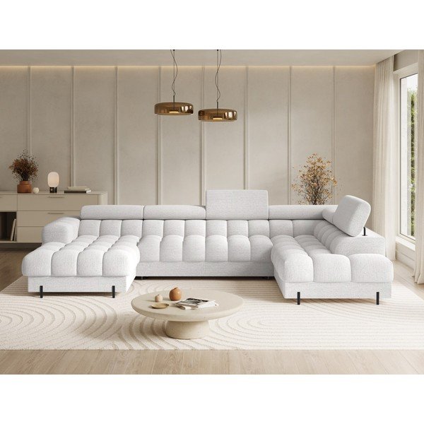 Kreemikas nurgadiivanvoodi buklee kangast (parem nurk/U-kujuline) Feraria - ELTAP-image-1