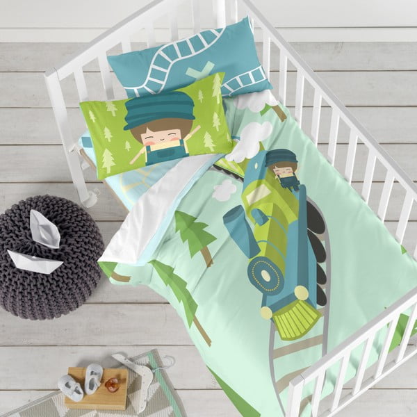 Happynois puhtast puuvillast lastevoodipesu , 115 x 145 cm Train - Mr. Fox-image-1