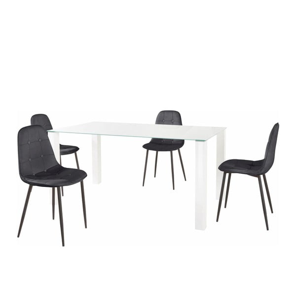 Sada jídelního stolu a 4 černých židlí Støraa Dante, délka stolu 160 cm