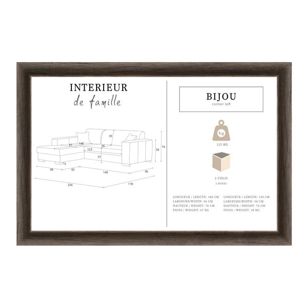 Tmavě šedá sedačka INTERIEUR DE FAMILLE PARIS Bijou, pravý roh-image-3