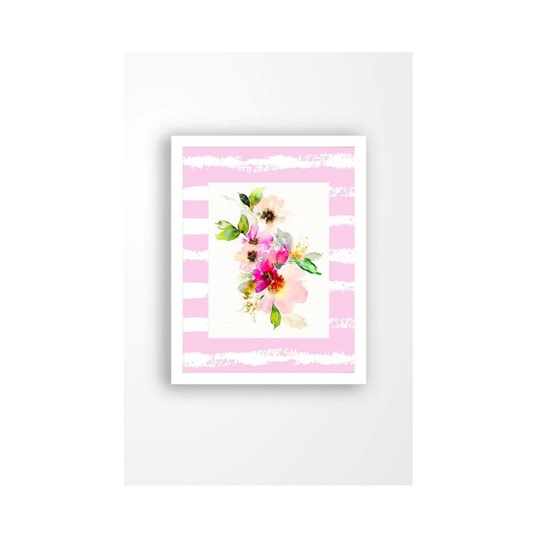 Nástěnný obraz na plátně v bílém rámu Tablo Center Pink Garden, 29 x 24 cm