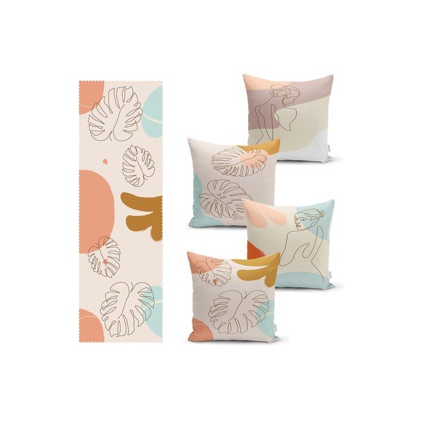 Komplekt 4 padjakatet ja lauajooksja puuvillaseguga - Minimalist Home World