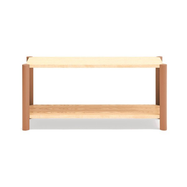 Tammepuust riiul telliskivi värvi/heleda naturaalse värviga 126x59x43 cm Bona - Teulat