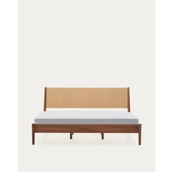 Tumepruun pähklipuidust kaheinimesevoodi koos voodipõhjaga 180x200 cm Elan - Kave Home-image-4