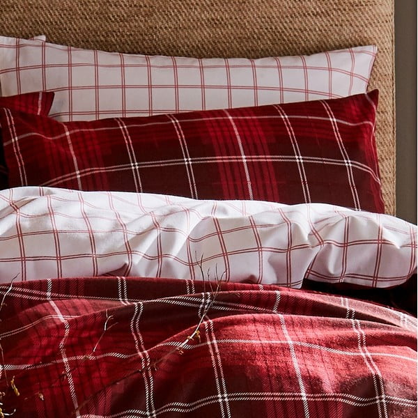Punane puuvillane voodipesu Brushed Tartan, 200 x 200 cm - Catherine Lansfield-image-1