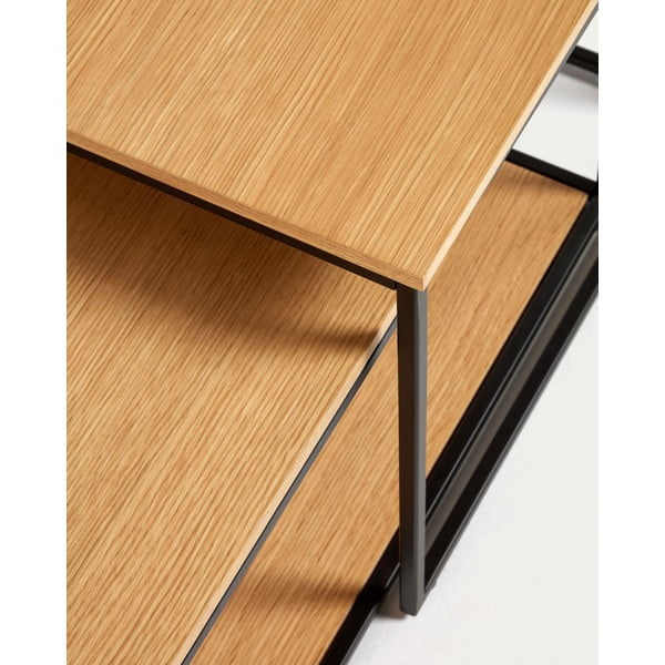 Ümmargune tammedekooriga diivanilaud 2 tk 50x100 cm komplektis Yoana - Kave Home-image-3