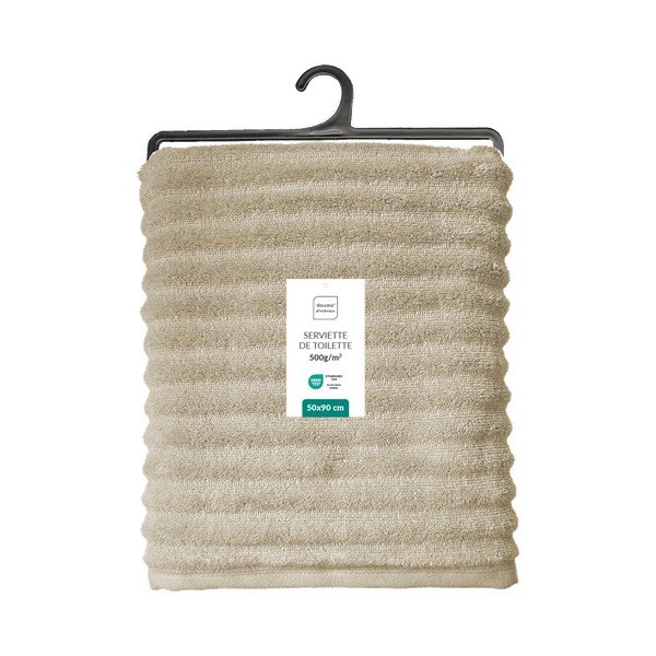 Beež frotee puuvillane rätik 50x90 cm Maya - douceur d'intérieur-image-2