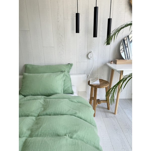 Roheline musliinist voodipesu ühekohalisele voodile 135x200 cm Plain Muslin - Butter Kings