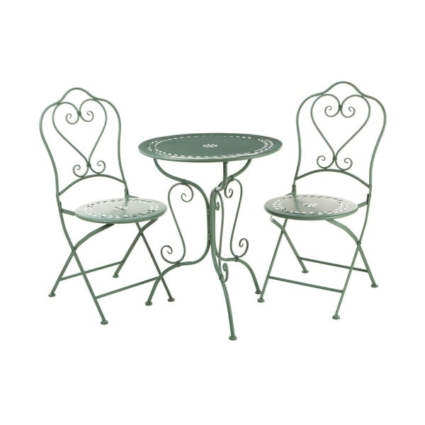 Set 2 zelených zahradních židlí a stolku Premier Housewares Jardin