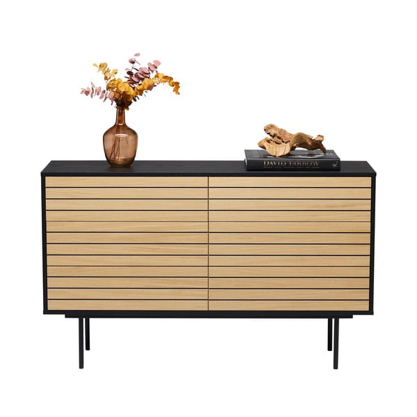 Must/loomulik madal kapp tammepuust 140x84 cm Stripe - Woodman-image-4