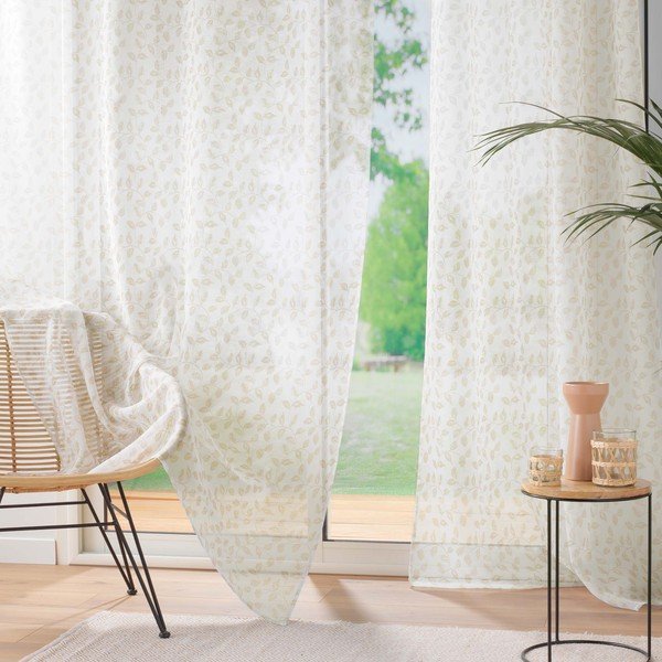 Beež voile kardin 137x280 cm Farandole - douceur d'intérieur-image-3