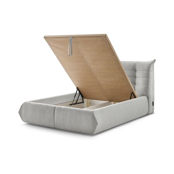 Helehall polsterdatud kaheinimesevoodi koos voodipõhjaga 160x200 cm Clothilde - Bobochic Paris-image-3