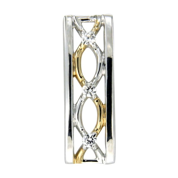 Stříbrný přívěsek s bílými krystaly Swarovski Elements Crystals Gold Rectangle Lina