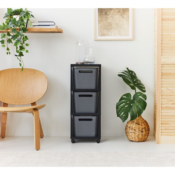 Must-hall plastikust ratastega riiul 30x77 cm Brisen – Rotho-image-2