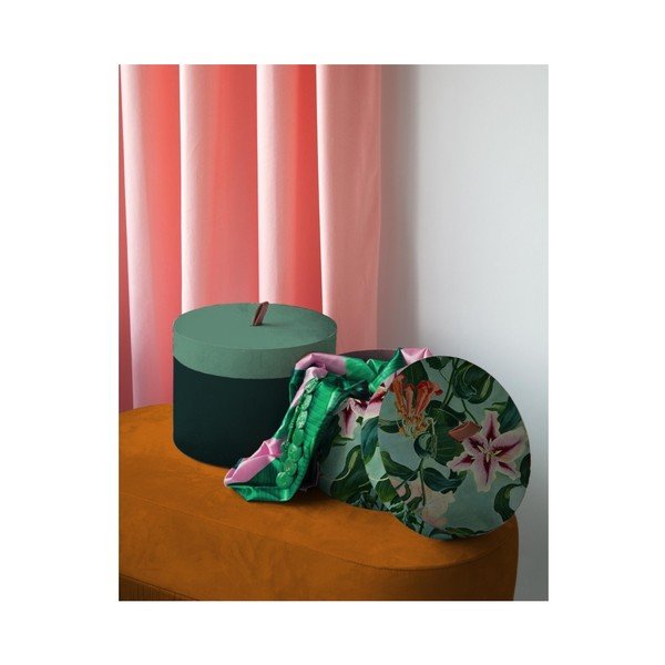 Sada 2 kulatých úložných boxů ze sametu Velvet Atelier Flowers-image-1