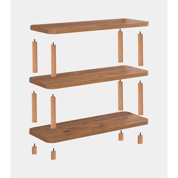 Raamaturiiul naturaalset värvi männidekorist 80x75 cm Step - Kalune Design-image-2