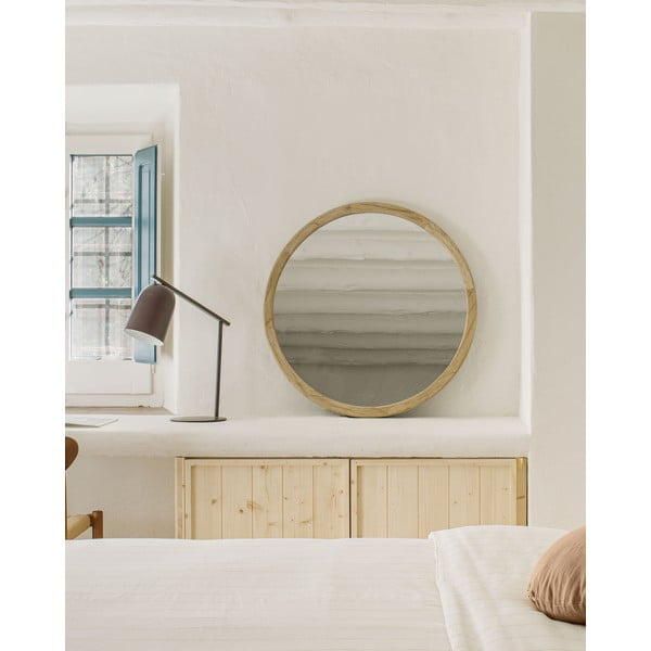 Puitraamiga seinapeegel ø 100 cm Alum - Kave Home-image-2