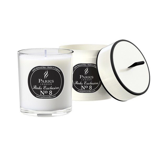 Eksklusiivne Feu De Bois puidu ja patšuli lõhnaküünal, 50 tundi põlemist. Exclusive No8 - Parks Candles London-image-1
