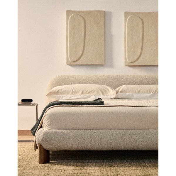 Beež polsterdatud kaheinimesevoodi ilma voodipõhjata 180x200 cm Odina - Kave Home-image-3