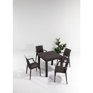 Tumepruun rotangist aia söögimööbli komplekt 4-le Rattan - Floriane Garden