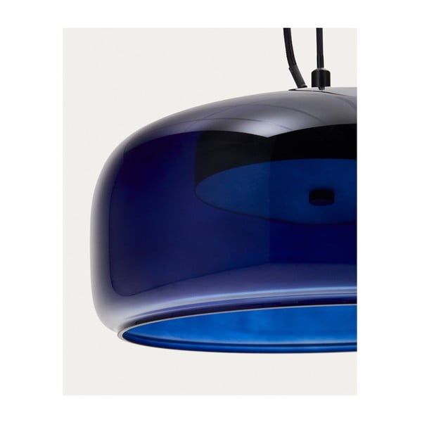 Tumesinine LED-rippvalgusti klaasist varjuga ø 38 cm Reig - Kave Home-image-3