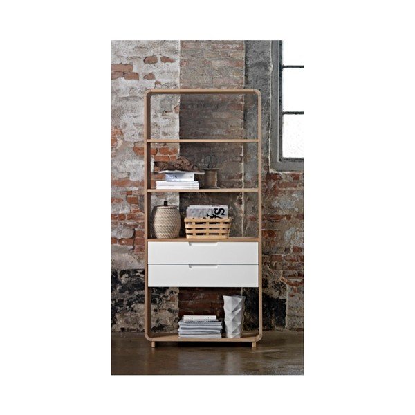 Valge tamme raamaturiiul 82x194 cm Amalfi - Unique Furniture-image-1