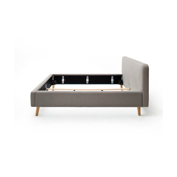 Hall/pruun polsterdatud kaheinimesevoodi 180x200 cm Mattis - Meise Möbel-image-3