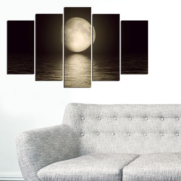 Mitmeosaline seinamaal Moon Over The River - Wallity-image-1