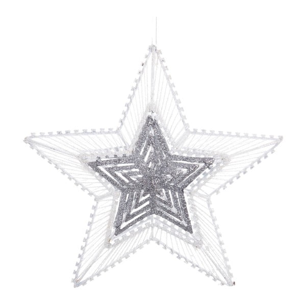 Bílo-stříbrná vánoční dekorace Ixia Star, 25 x 25 cm