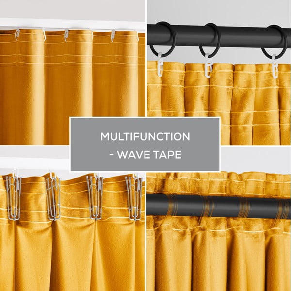 Kollane sametist dimout-kardin 140 × 270 cm Pleat – Restilo-image-1
