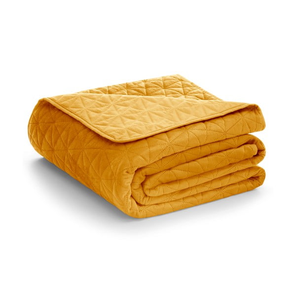 Kollane sametist tepitud voodikate 260x280 cm Laila - AmeliaHome