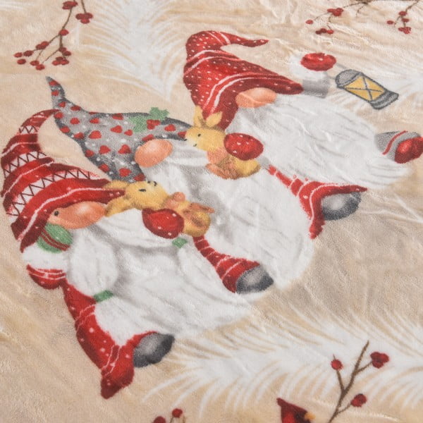Kreem jõulumustriline mikrofliisist pleed 150x200 cm Goblin – My House-image-1
