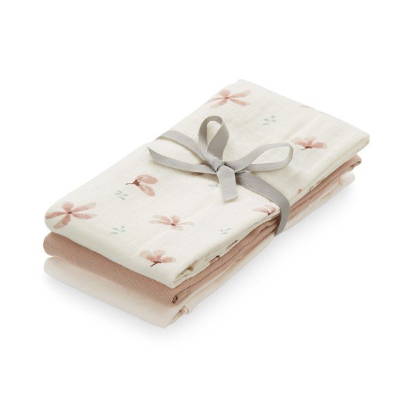 Orgaanilisest puuvillast mähkmed 3tk komplektis 70x70 cm Windflower Creme, Dusty Rose, Powder - Cam Cam Copenhagen