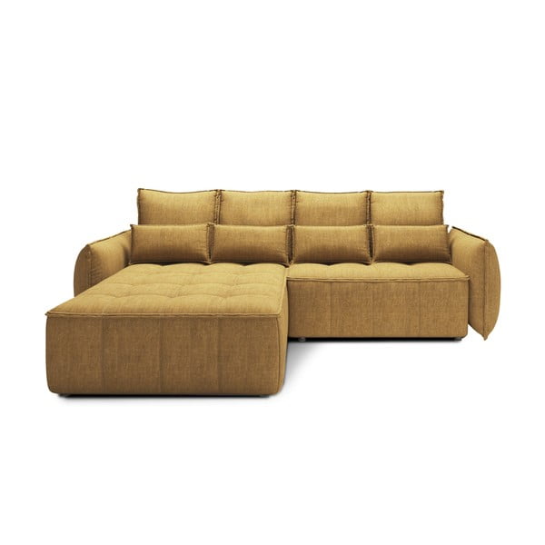 Kollane sametist lahtikäiv/sahtliga nurgadiivan (vasak nurk/lamamisosaga) Campo – ELTAP