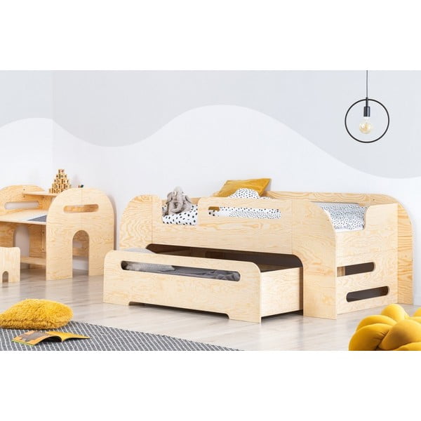 Puiduvärvi väljatõmmatava osaga lastevoodi 80x200 cm AIKO - Adeko-image-2