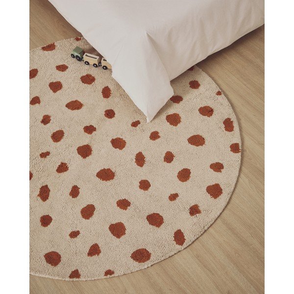 Kreem pestav/käsitsi kootud puuvillane laste vaip ø100 cm Tandani - Kave Home-image-1