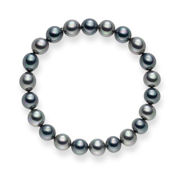 Antracitovo-stříbrný perlový náramek Pearls of London Mystic, 19 cm