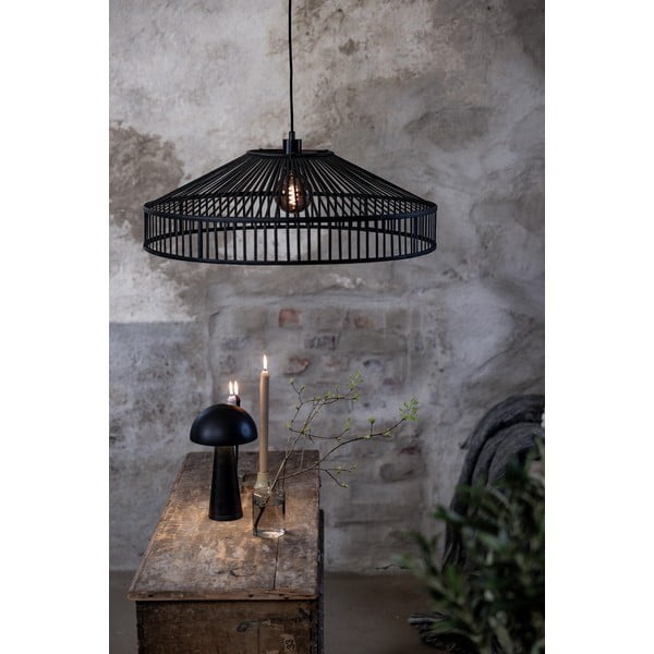 Must rippvalgusti bambusest varjuga ø 70 cm Tapa - Markslöjd-image-1