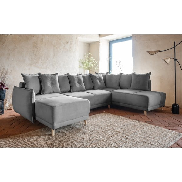 Hall velvetist nurgadiivanvoodi (parem nurk/"U") Lazy Lukka - Miuform-image-3