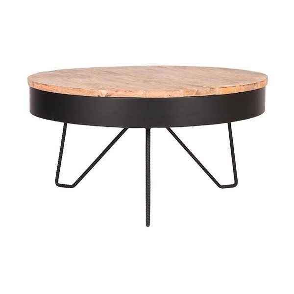 Must kohvilaud mangopuidust lauaplaadiga , ⌀ 80 cm Saran - LABEL51-image-2