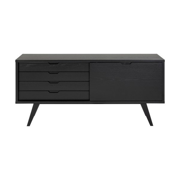 Must tammedekooriga lükandustega madal kummut 160x72 cm A-Line - Actona