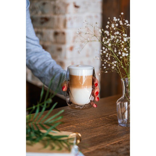 Komplekt 2 topelt seinaga piimaklaasi, 350 ml Geo - Vialli Design-image-1