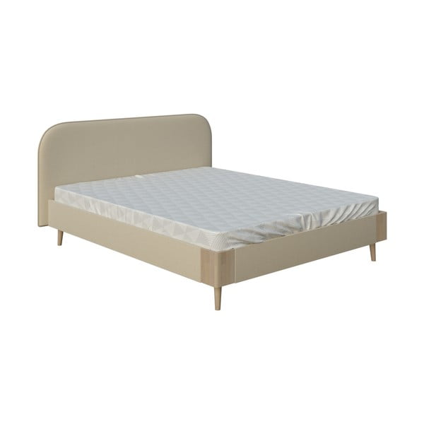 Béžová dvoulůžková postel ProSpánek Lagom Plain Soft, 140 x 200 cm