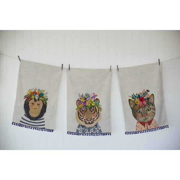 Komplekt 3 puuvillasegust rätikut, 50 x 70 cm. Floral Friends - Madre Selva
