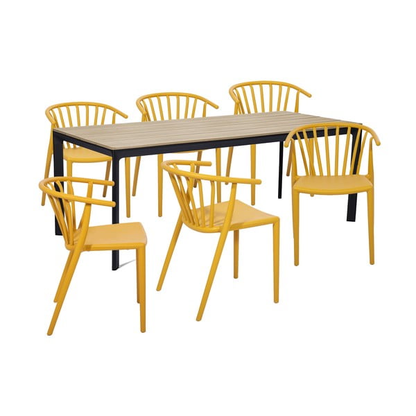 Aia söögikomplekt 6-le inimesele, kollane Capri tool ja Thor laud, 210 x 90 cm. Thor & Capri - Bonami Selection